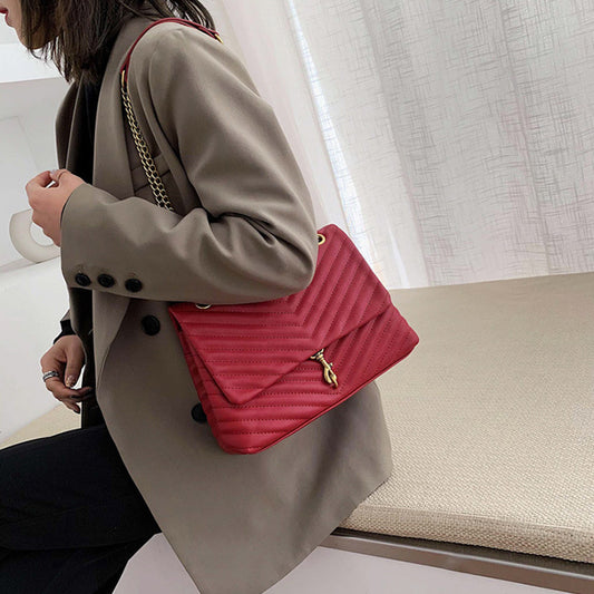 2021 New chain one shoulder Crossbody bag Embroidered Diamond texture atmospheric handbag
